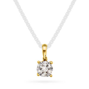Gult gull anheng med diamant rosett