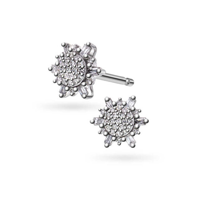 Hvitt gull ørepynt med diamant rosett 0,13 W.P