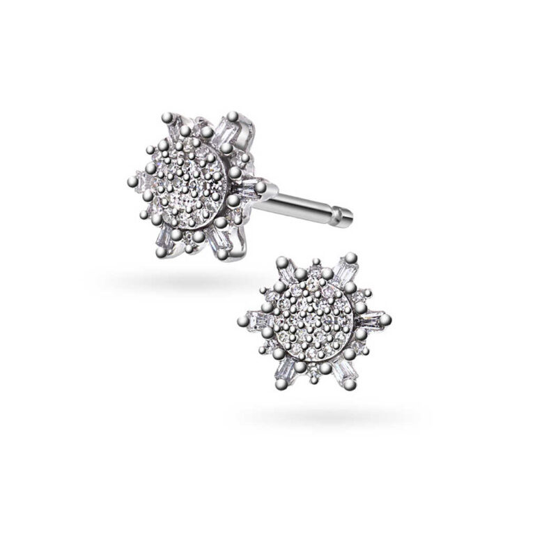 Hvitt gull ørepynt med diamant rosett 0,13 W.P