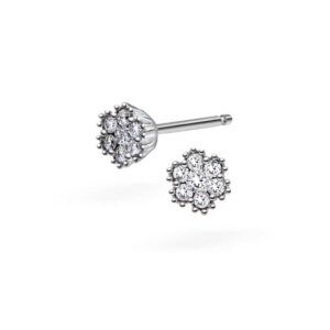 Hvitt gull ørepynt med diamant rosett 0,15 W.P1