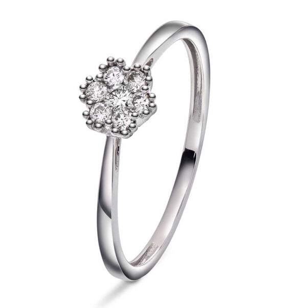 Rosettring i hvitt gull med 0,15 ct