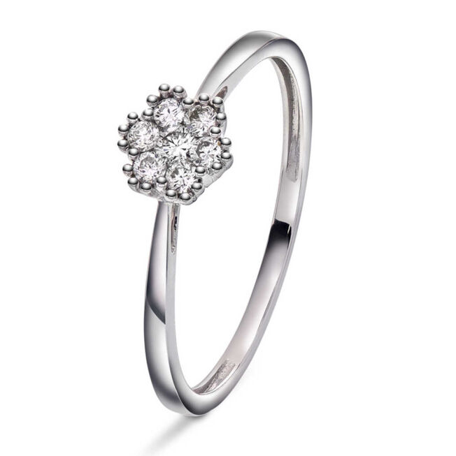 Rosettring i hvitt gull med 0,15 ct