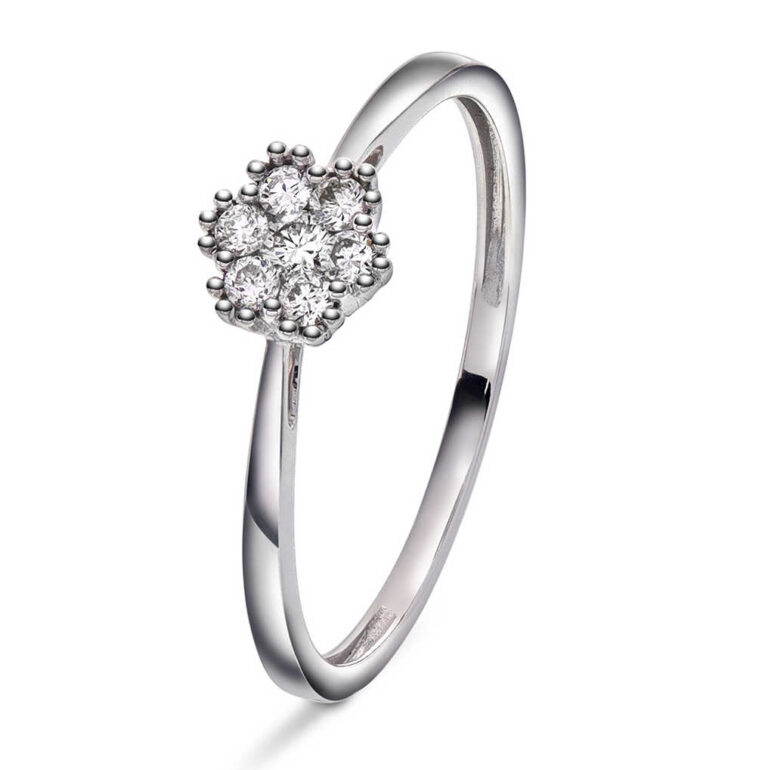 Rosettring i hvitt gull med 0,15 ct