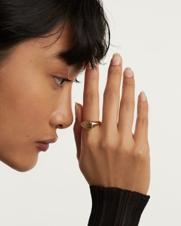PDPAOLA "Octet Stamp" ring i forgylt sølv
