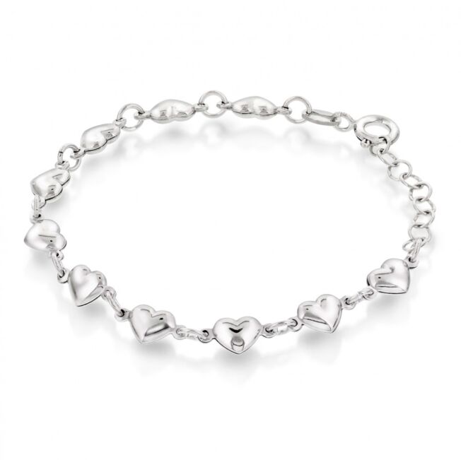 Pia og Per armbånd i sølv med hjerter