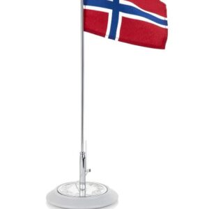 Flaggstang med norsk flagg med tinn motiv Eventyr på sokkel. Inni porselen. Kan graveres