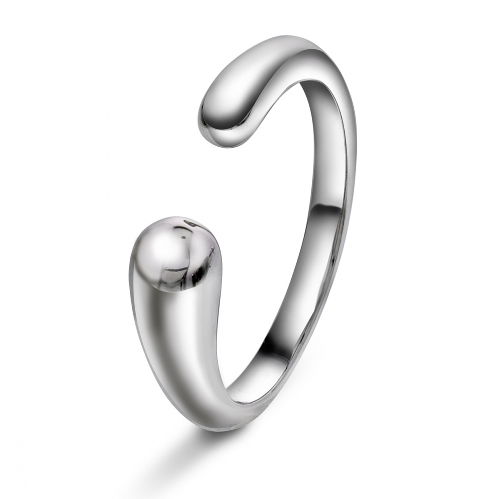 Allsize ring, glatt sølv, dråpe