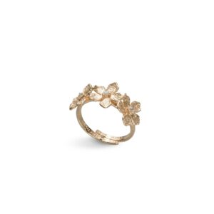 Regulerbar ring i forgylt sølv med 3 blomster med c.zirkonia med Stardust overflate fra Catwalk Exclusive