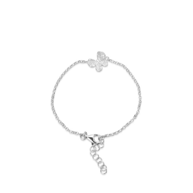 Catwalk Exclusive "Stardust Butterfly" armbånd med en liten sommerfugl i rhodinert sølv