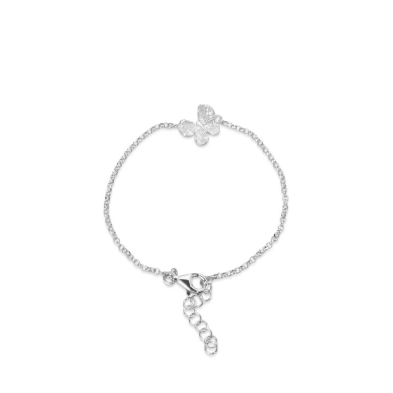 Catwalk Exclusive "Stardust Butterfly" armbånd med en liten sommerfugl i rhodinert sølv