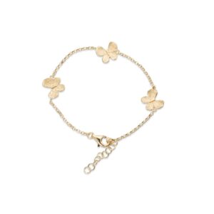 Catwalk Exclusive "Stardust Butterfly" armbånd med 3 sommerfugler i forgylt sølv