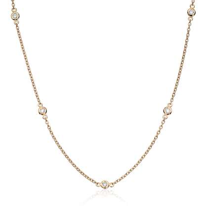 Kjede i gult gull med diamanter 0.10 ct