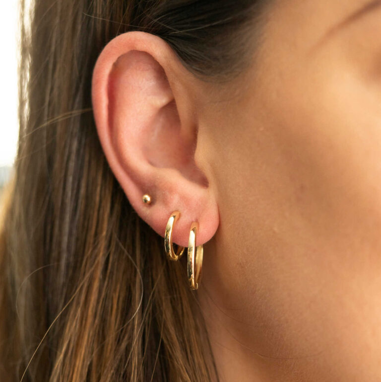 Nora Mørk øreringer 20 mm  i forgylt sølv, mix & match