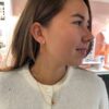 Nora Mørk ørering i forgylt sølv med dyp oransje c.zirkonia