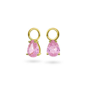 Nora Mørk Drop charms øreanheng i forgylt sølv med lys rosa c.zirkonia mix & match