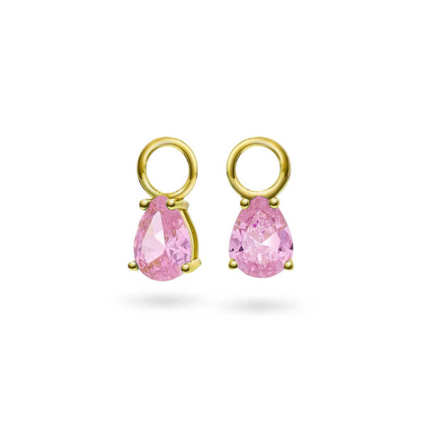 Nora Mørk Drop charms øreanheng i forgylt sølv med lys rosa c.zirkonia mix & match