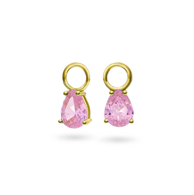 Nora Mørk Drop charms øreanheng i forgylt sølv med lys rosa c.zirkonia mix & match