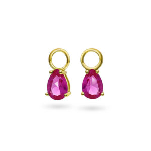 Nora Mørk Drop charms øreanheng i forgylt sølv med mørk rosa c.zirkonia mix & match
