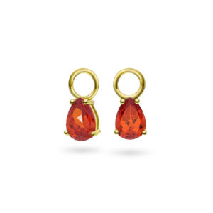 Nora Mørk Drop charms øreanheng i forgylt sølv med orange c.zirkonia mix & match
