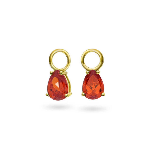 Nora Mørk Drop charms øreanheng i forgylt sølv med orange c.zirkonia mix & match