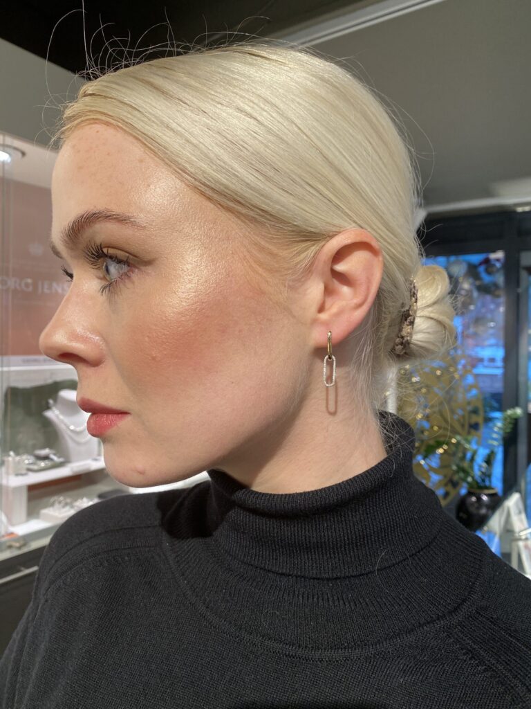 Gult gull ørering "Miravar" med avtagbart heng med diamanter