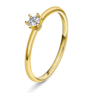 Enstensring "Vida" i gult gull med 0,10 ct
