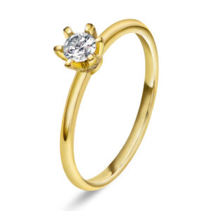 Enstensring "Vida" i gult gull med 0,25 ct