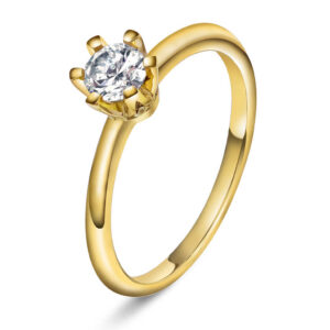 Enstensring "Vida" i gult gull med 0,50 ct