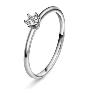 Enstensring "Vida" i hvitt gull med 0,10 ct
