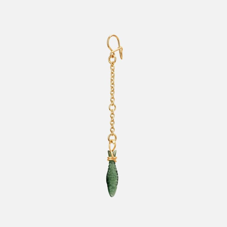 OLE LYNGGAARD COPENHAGEN Young fish earring pendant øreanheng i gult gull med serpentin