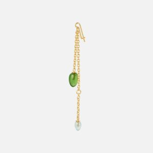 OLE LYNGGAARD COPENHAGEN Young fish earring pendant øreanheng i gult gull med serpentin og akvamarin