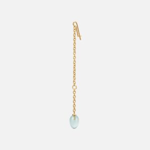 OLE LYNGGAARD COPENHAGEN Young fish earring pendant øreanheng i gult gull med akvamarin