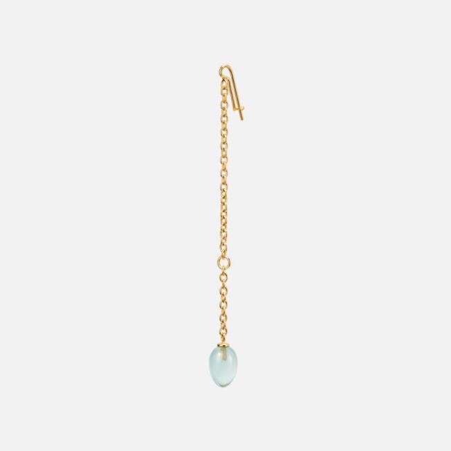 OLE LYNGGAARD COPENHAGEN Young fish earring pendant øreanheng i gult gull med akvamarin