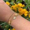 Liv 2-radet armbånd smørblomst i forgylt sølv med gul emalje