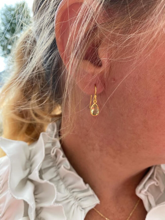 Susanne Friis Bjørner små ørepynt med lemon kvarts i forgylt sølv