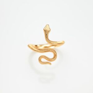 Snake ring i 18 k gult gull med satinert overflate