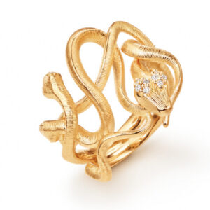 OLE LYNGGAARD COPENHAGEN  Snakes Medusa ring i gult gull