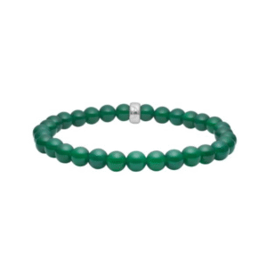 Dette er armbånd med grønnagat. Trerdd på strikk fra Heizendorff. Stenene er 6 mm i diameter.