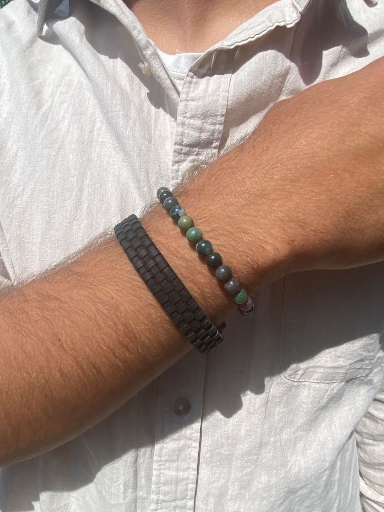 Son of Noa "Son Indian agate" armbånd med stål lås 8 mm