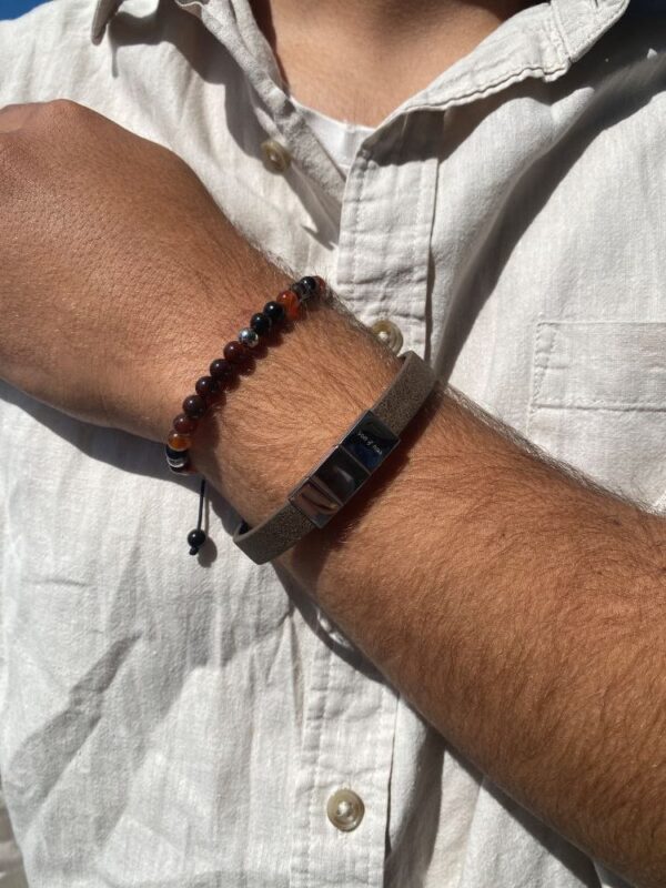 Son of Noa "Son" armbånd brown calf leather stållås