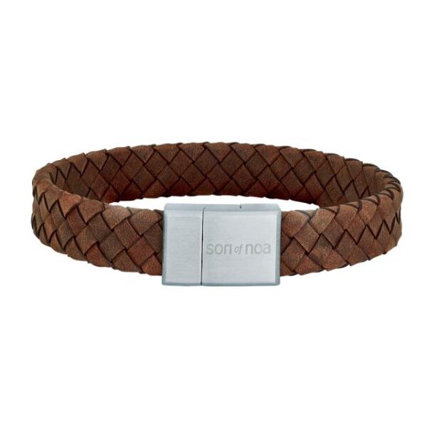 Son of Noa "Son" flettet armbånd brown calf leather med stål lås
