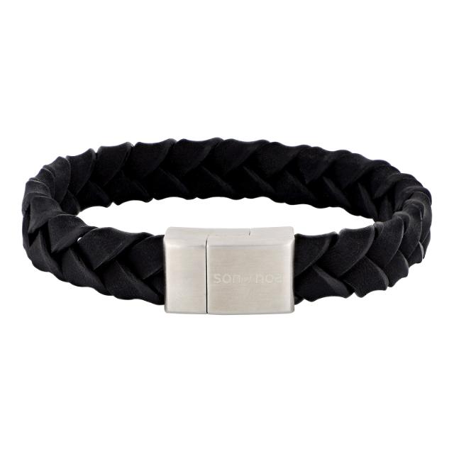Son of Noa "Son" armbånd black calf leather, flettet