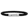 Son of Noa "Son" armbånd black calf leather, flettet med stål lås