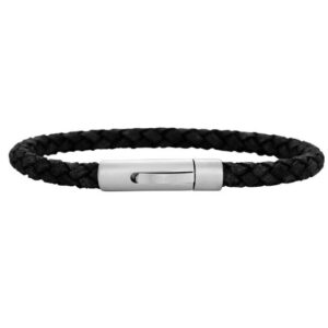 Son of Noa "Son" armbånd black calf leather, flettet med stål lås