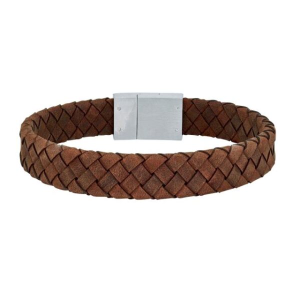 Son of Noa "Son" flettet armbånd brown calf leather med stål lås