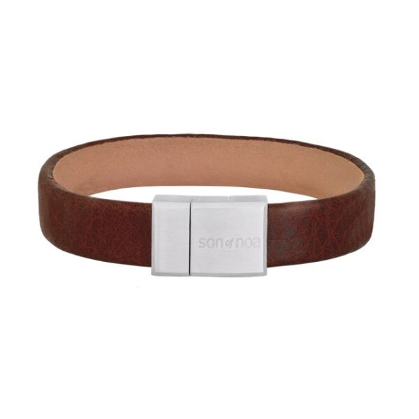 Son of Noa "Son" glatt armbånd brown calf leather med stål lås