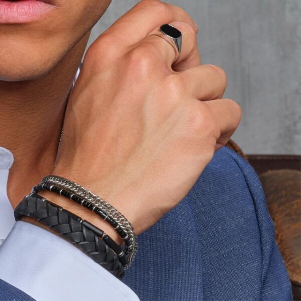 Son of Noa "Son" armbånd black calf leather, flettet