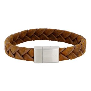 Son of Noa "Son" flettet armbånd brown calf leather med stål lås