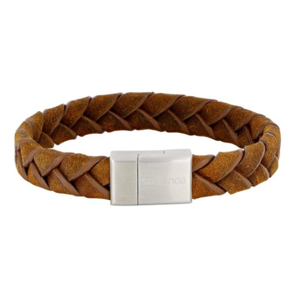 Son of Noa "Son" flettet armbånd brown calf leather med stål lås
