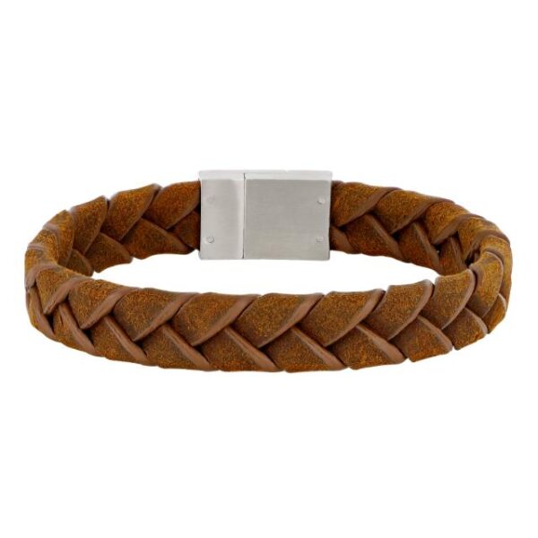 Son of Noa "Son" flettet armbånd brown calf leather med stål lås